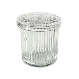 WAIT FLY Glass Cotton Swabs Dispenser with Lid Q-Tips Holder Bathroom Cup Bathroom Vanity Organizer-Clear-9 OZ