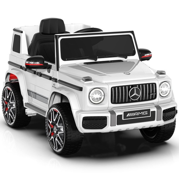 ANPABO Licensed Mercedes-Benz G63 Car for Kids, 12V Ride on Car w/Parent Remote Control, Low Battery Voice Prompt, LED Headlight, Music Player & Horn, Soft Start, Kids Electric Vehicle, White