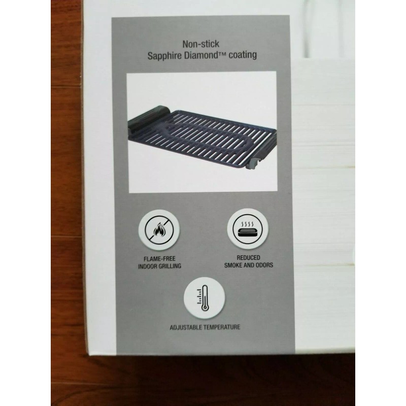 Brookstone Indoor Electric Grill Portable Flameless NonStick Adjustable Temp NIB