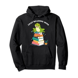 Book Reading Cute Frog Design Leap Into Reading Pullover Hoodie