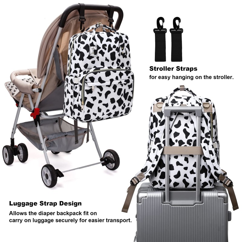 Kouxunt Cow Print Diaper Bag Backpack for Baby Girls Boys,