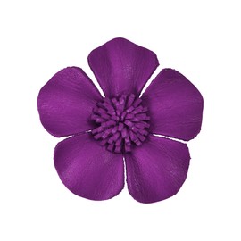 Beautifully Tropical Purple Hawaiian Plumeria Blossom Genuine Leather Pin or Brooch