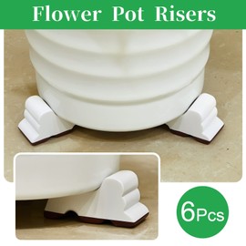Kigeli 6 Pcs Resin Garden Pot Feet for Outdoor Planters 3 Inch Long 1.5 Inch Tall Flower Handmade Elevator Plant Feet Frost Proof Lifter for 14-20 in Pot (White)