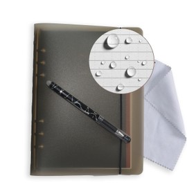 iTalkes PP Paper Waterproof A5 Notebook PVC shell, PVC shell Durable Notebook 28 sheets 56 pages, Reusable Stone Paper Notebook with pen/towel/bag / 5.8”x8.3” Weather proof Note Pads (A5 Slim, Black)