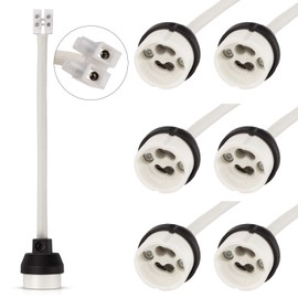 DiCUNO GU10 Ceramic Socket Lamp Holder, 15CM Long Wire Bulb Holder for GU10 Spotlight Bulbs, 6 Pack