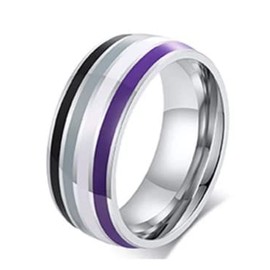 SNS Components Stainless Steel Silver Asexual Aces Ring (O)