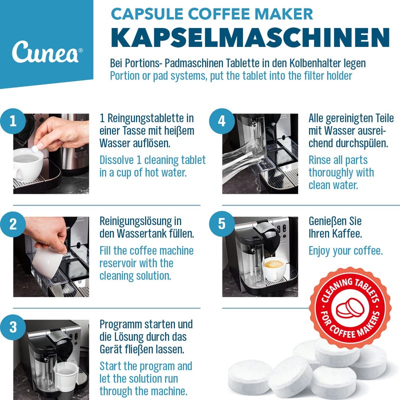 Cunea 50 x Cleaning Tabs for Fully Automatic Coffee Machines