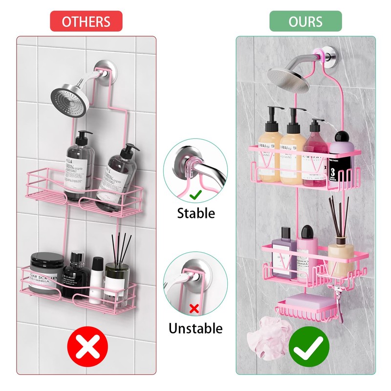 DAOYA Hanging Shower Caddy Over ShowerHead, Anti-Swing Shower Organizer For