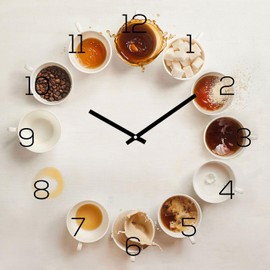 Wall Clock 30 x 30 cm Aluminium Dibond Kitchen Clock Coffee Cups Aluminium Picture Clock Wall Decoration Kitchen Aluminium Decoration Kitchen Decoration