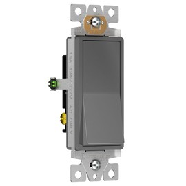 ENERLITES Elite Series Decorator Switch, Paddle Rocker Light Switch, 3-Way or Single Pole, 3 Wire, Grounding Screw, Residential Grade, 15A 120V, UL listed, 93150-SG, Space Gray