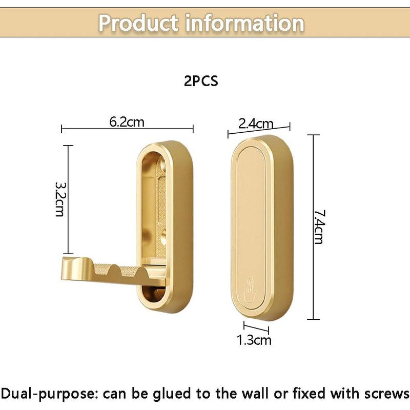 Folding Wall Hooks 2 PCS, Space-Saving Foldable Coat Towel Hooks,