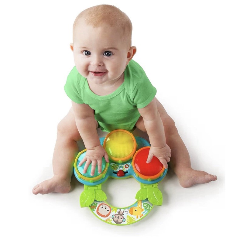Bright Starts Safari Beats Musical Drum Toy with Lights, Ages