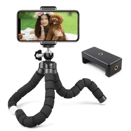 Smart Phone Tripod, Ultra Small, Single Lens Reflex, Wiggling Tripod, Selfie, Flexible, Tabletop Tripod, Small, Lightweight, Mini Tripod, Cell Phone/Digital Camera/Video Camera/Projector, Large (Black)