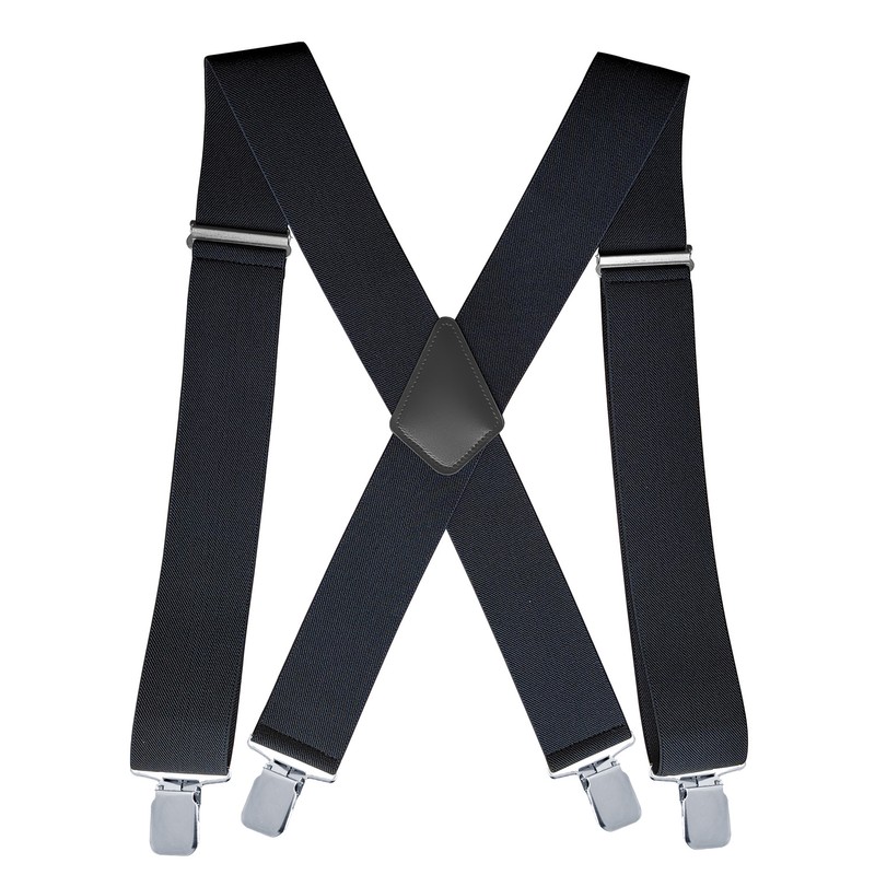 Men’s Heavy-Duty 2-Inch X-Back Suspenders with Adjustable Elastic Straps and