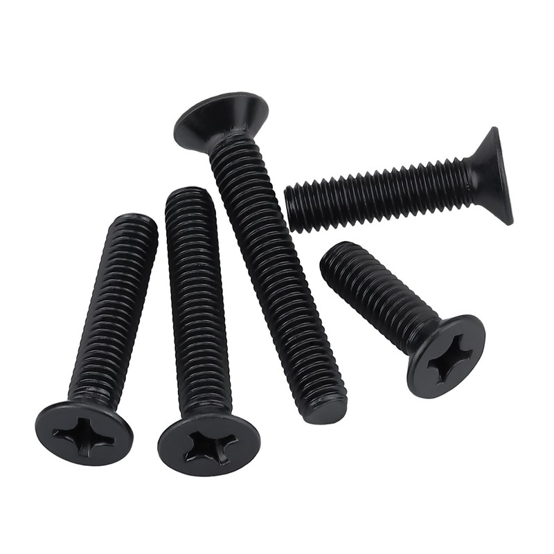 50 Pcs M5-0.8 x 30mm Black Flat Head Machine Screws,