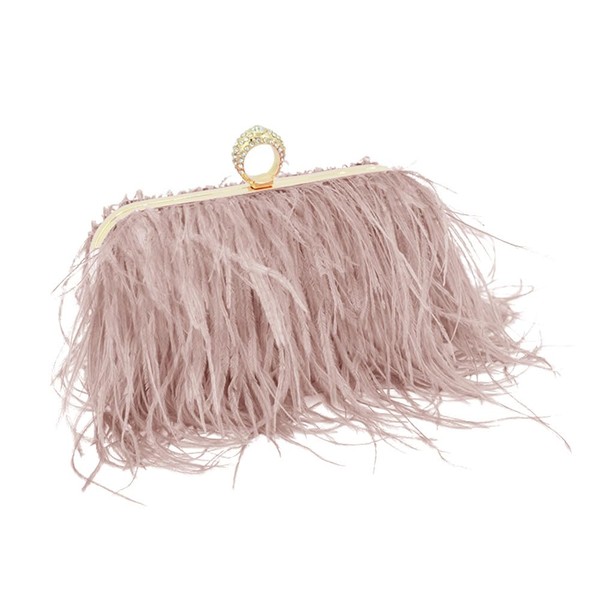 Women Ostrich Feather Purse Ostrich Tote Bag Fluffy Feather Purse