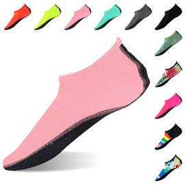 FANWINKJ Water Socks,Yoga Socks, Anti-Slip Breathable and Stylish Water Socks for Beach, Sports, Surf, and Swim, Men and Women,Pink-XL