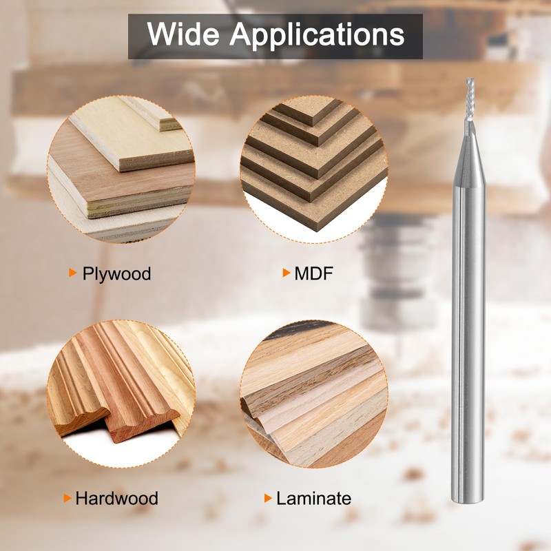 sourcing map Spiral Router Bit 1mm Cut Dia 1/8" Shank