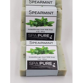 Spa Pure Aromatherapy Luxury Soap, made with plant based ingredients, essential oils, all natural, 4.5 oz each (Spearmint)