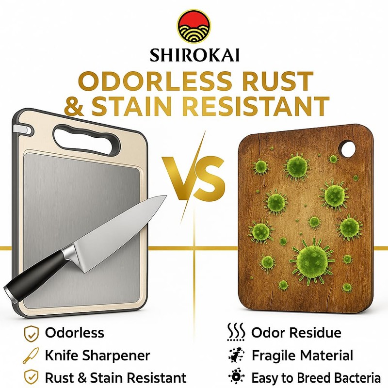 Shirokai Multi-Functional Double-Sided Cutting Board | Premium Titanium & Eco-Friendly