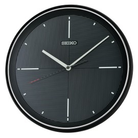 Seiko QXA816KRH Geometric Dial Non Ticking Wall Clock, Black, 13 Inch