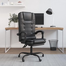 SKM Massage Reclining Office Chair Black Faux Leather (Weight-19KG)-9774