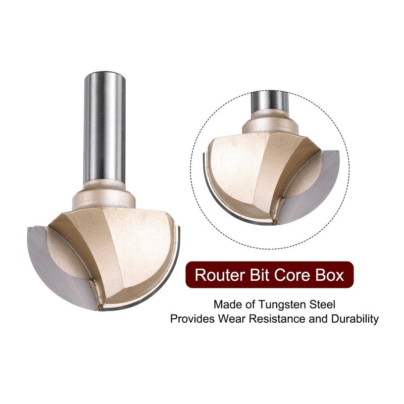 sourcing map 1pcs Router Bit Core Box 1/2 Shank 1-3/4