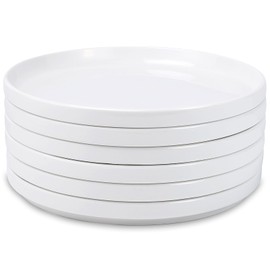 Tivcck 10 inch White Dinner Plates Set of 6, Ceramic Dinner Plates, Round Dessert Salad Plate, Porcelain Plate for Kitchen, Restaurant, Microwave, Oven & Dishwasher Safe, Scratch Resistant