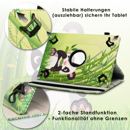 NAUC Robust universal case 10 10.1 10.2 10.3 10.4 10.5 10.6 10.8 11 inch tablet protective case faux leather case stand extra 360° rotatable, colours: motif 15