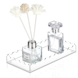 Acrylic Bathroom Vanity Tray 7.9", Soap Dispenser Decorative Scalloped Tray for Bathroom Kitchen Living Room Decor Vanity Perfume