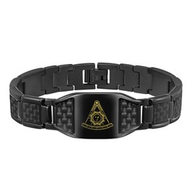 MasonicMan Mens Masonic Bracelet Pastmaster For Men Square & Compass Freemasonry Gift Idea For Masons Size Adjustable, No Gemstone