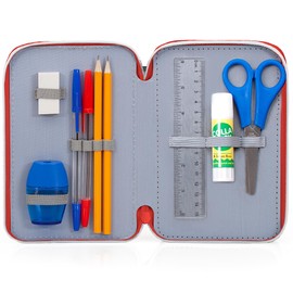 Clondo Children's Pencil Case, 3 Organised Compartments, Pencil Case Boy, Filled, Girls & Boys School Pencil Case, 45 Pieces for School, Avengers 24, Pencil case