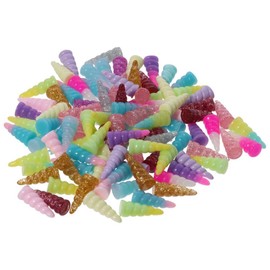 YYlingx 100Pcs Resin Unicorn Horn Spiral Horn Charms Glitter Powder Mini 3D Party Favor Decoration for DIY
