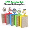 Diamond Hand Polishing Pads, 5PCS Diamond Sanding Pads 60/120/240/400/1000 Grit