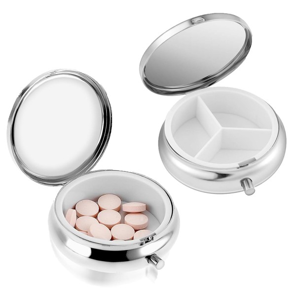 2 PCS Portable Pill Case, Travel Multifunctional Round Moisture Proof