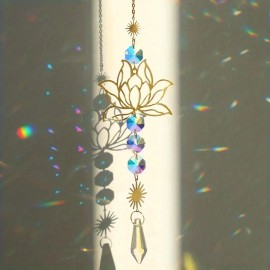 1pc Crystal Sun Catcher, Wind Chime, Lotus Flower Pendant for Wedding Party Home Decoration Car Hanging Hanging Ornamentcolor: Golden, Type: hanging, Size: H:39cm