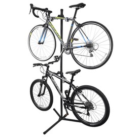Ibera Horizontal 2 Bike Hanger with Stand, Indoor Bicycle Hook Holder Storage Rack for Home Garages or Apartments, For Mountain Bikes, Hybrid Bikes, and Road Bikes