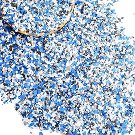 700 G/ 1.54 Lb Blend Decorative Color Chips Concrete Floor Coatings Paint Flakes for Garage Floor Paint Interior Exterior Walls Floors (Black, White, Blue, Gray)