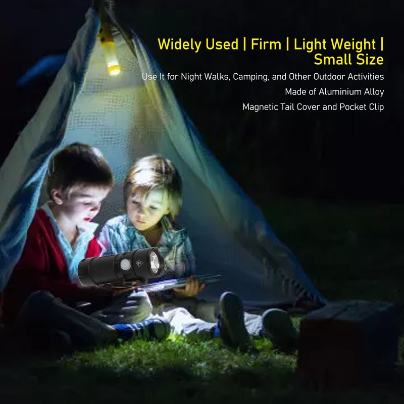 800LM Mini Flashlight Small Pocket EDC Light USB Rechargeable Keychain