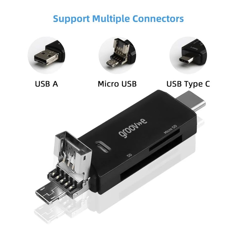 Groove-e Memory Card Reader - Portable Card Reader with Dual