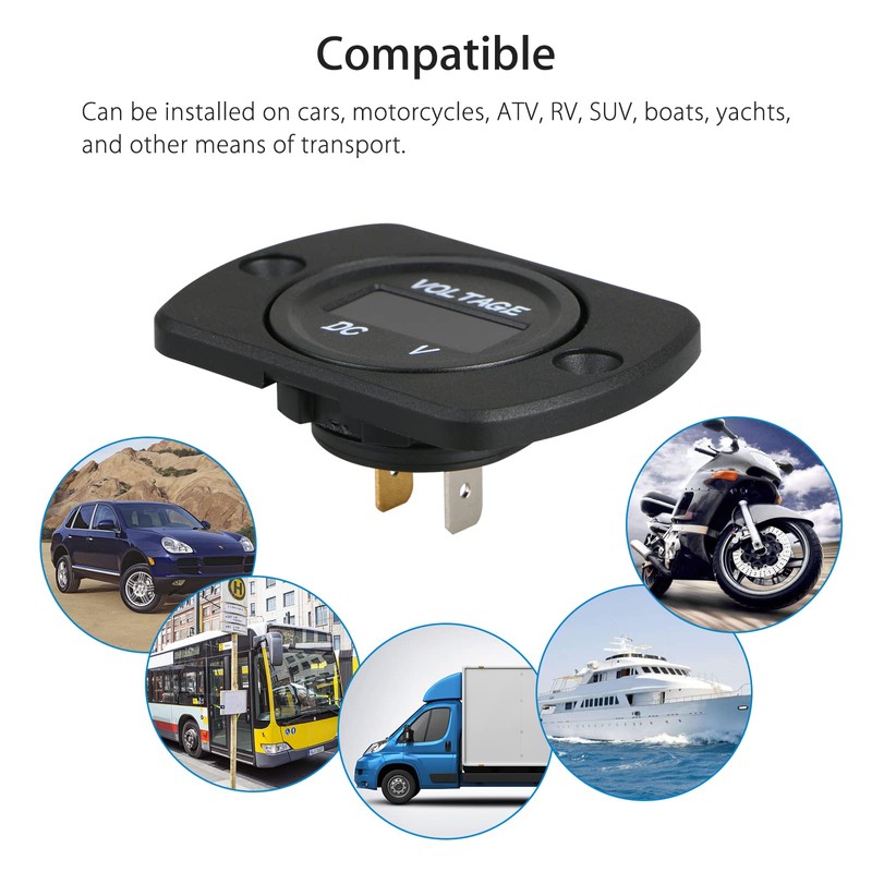 DC 12V 24V Car Voltmeter with LED Digital Display and