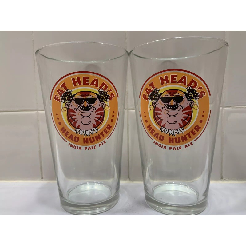 Pair of Fat Head's Brewing Head Hunter IPA Pint Glasses!!