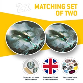 Vinyl Stickers (Set of 2) 10cm - Chinese Dragon Monster Fantasy Decals for Laptops,Tablets,Luggage,Scrap Booking,Fridges, 14046