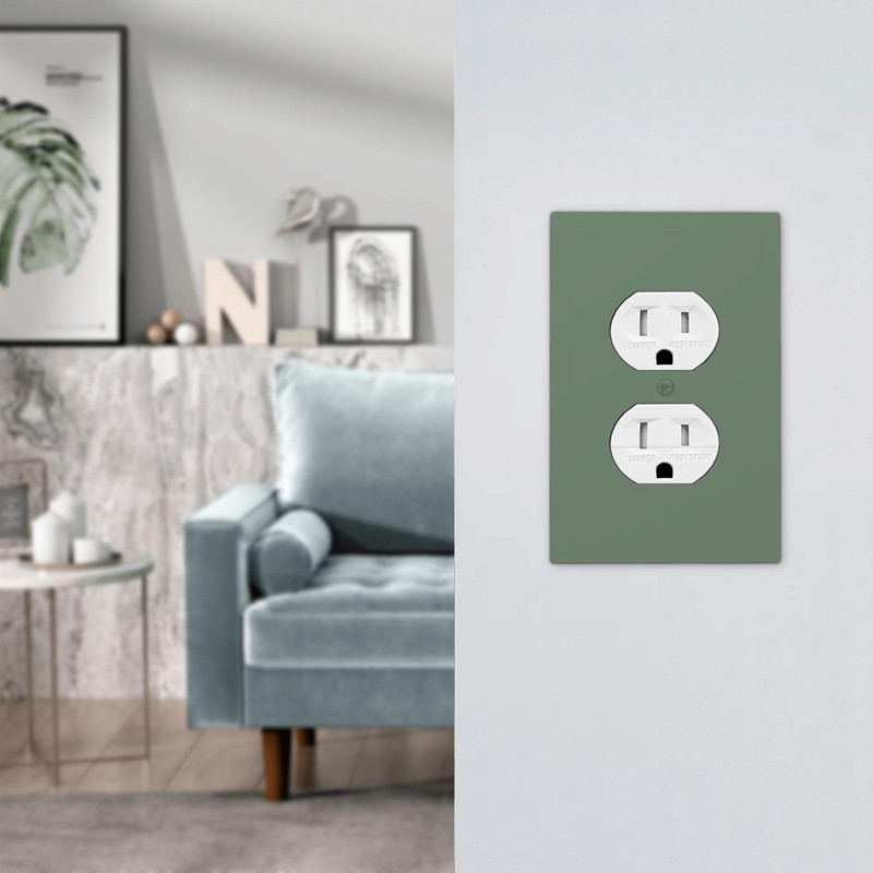 Spshian Sage Green 1 Gang Duplex Outlet Covers Decorative Single