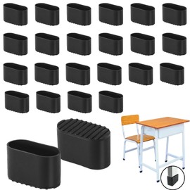Pack of 24 Chair Leg Caps, Foot Caps for Garden Chairs, Oval Chair Leg Caps, Rectangular, Protective Caps for Chair Legs, Chair Caps for Patio Table, Cabinet, Bed Furniture (40 x 20 mm)