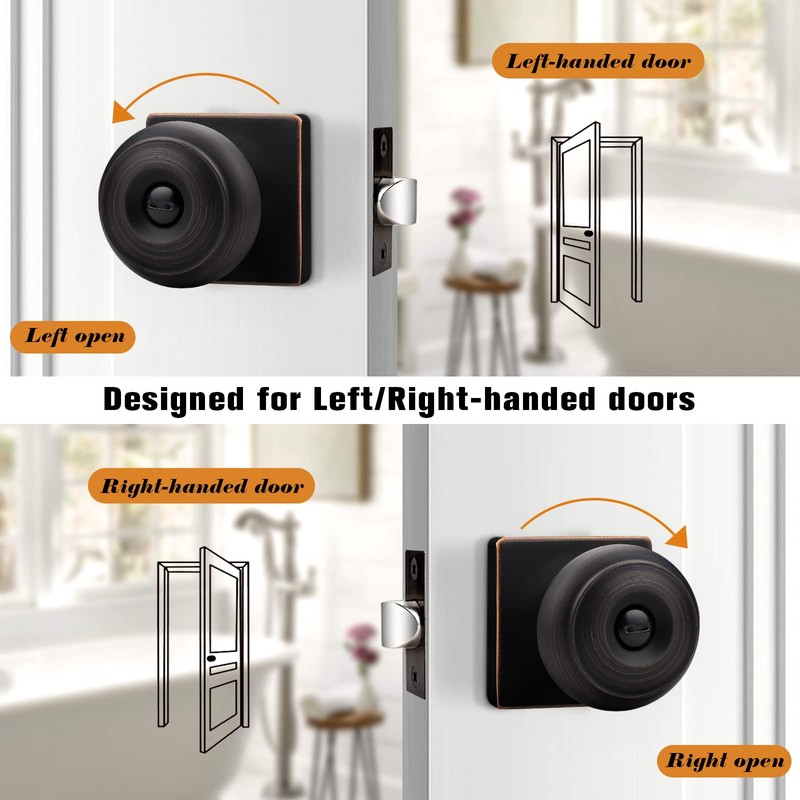 Probrico Oil Rubbed Bronze Square Door Knobs, Privacy Door Knobs