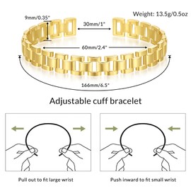 KELORIS PATH Gold Cuff Bracelets for Women, 14k Gold Plated Open Twisted Adjustable CZ Cuff Bangles Dainty Jewelry Gifts, 14k Gold Plated, Copper, no gemstone