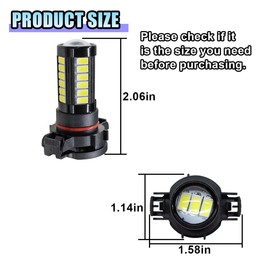 2PCS H16 Car LED Fog Light Bulbs, 12V 1500 Lumen 5630 33-SMD Anti-fog Lights, Plug and Play DRL Power LED Bulbs, Universal 6500K White Super Bright Light Replacement for Car, Truck, SUV (#H16)