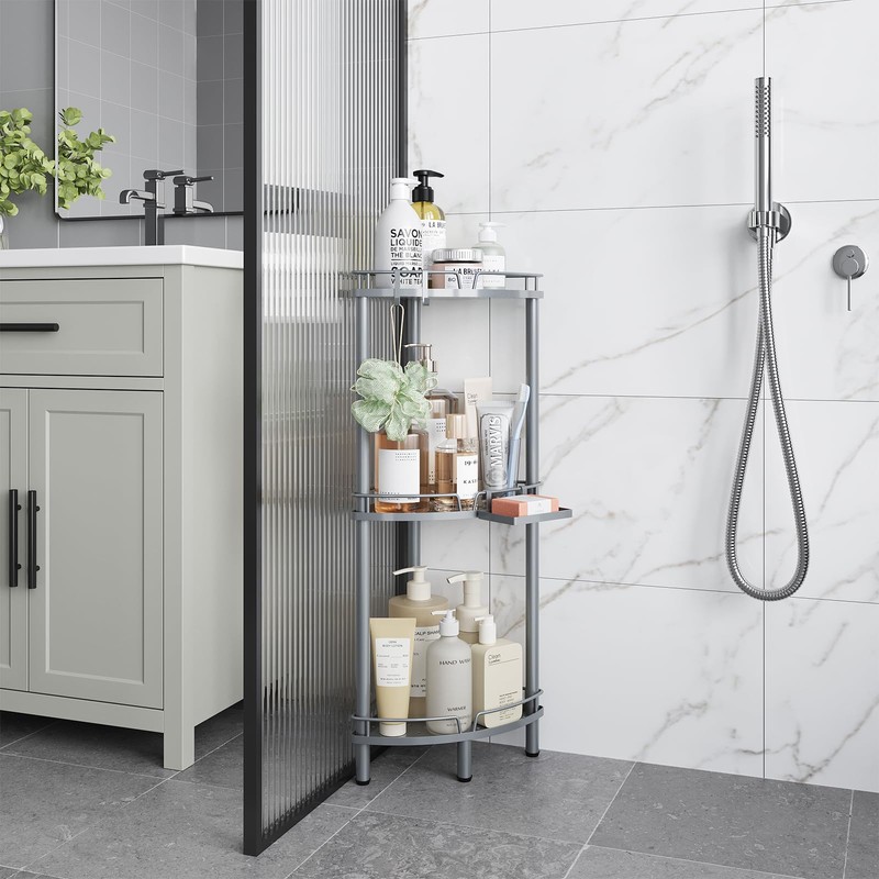 ELYKEN Corner Shower Caddy Standing, 3 Tier Rustproof Metal Shower