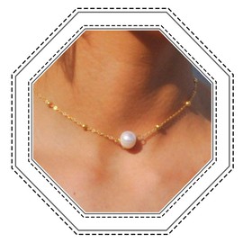 Jovono Vintage Pearl Choker Necklaces Gold Beads Necklace Chain for Women